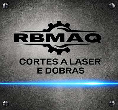 Material patrocinado de RBMAQ Cortes a Laser e Dobras Imagens divulgando a empresa RBMAQ Cortes a Laser e Dobras. Primeira: Logo da RBMAQ com engrenagem sobre fundo metálico texturizado, destacando serviços de cortes a laser e dobras com efeito de luz azul. Segunda: Máquina de corte a laser RBMAQ em operação, com sensores ativos, fundo industrial metálico e logo com engrenagem destacando serviços de corte e dobra. Terceira: Máquina de corte a laser em ação com faíscas, fundo industrial moderno com engrenagem, setas e padrões circulares em amarelo e branco.