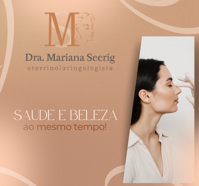 Imagem promocional da Dra. Mariana Seerig, otorrinolaringologista, com logotipo estilizado em forma de 